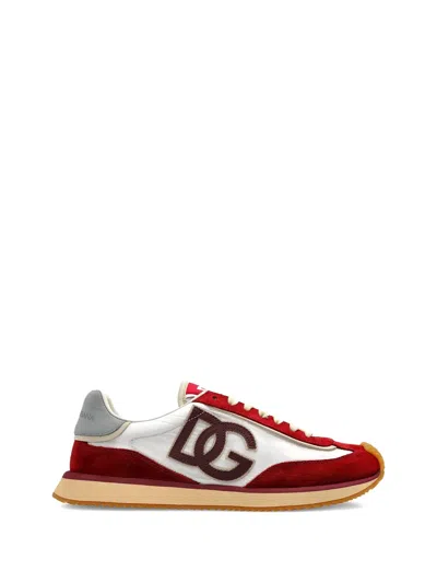 Dolce & Gabbana Bordeaux Polyester Calf Leather Flat Shoes In Multi