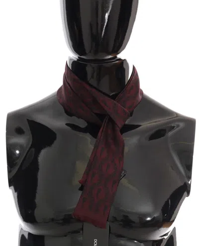 Dolce & Gabbana Bordeaux Silk Crown Chili Men's Scarf In Burgundy