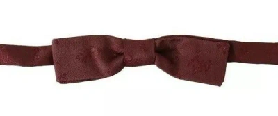 Dolce & Gabbana Bordeaux Silk Floral Faille Adjustable Bow Men's Tie In Maroon