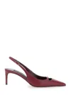 Dolce & Gabbana Bordeaux Slingback Pumps With Medium Stiletto Heel And Logo Plaque On The Front In Patent Leather Wo