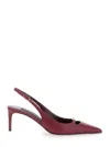 Dolce & Gabbana Bordeaux Slingback Pumps With Medium Stiletto Heel And Logo Plaque On The Front In Patent Leather Wo