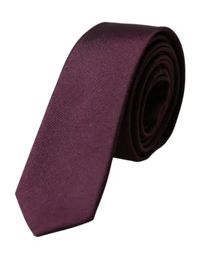 Dolce & Gabbana Bordeaux Solid 100% Silk Adjustable Men Men's Tie In Burgundy