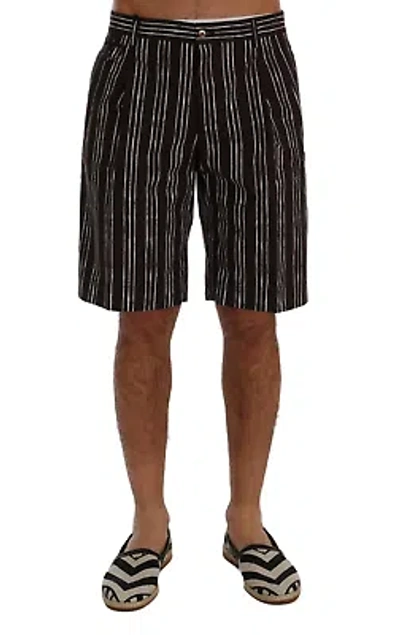 Pre-owned Dolce & Gabbana Bordeaux Striped Cotton Knee High Shorts