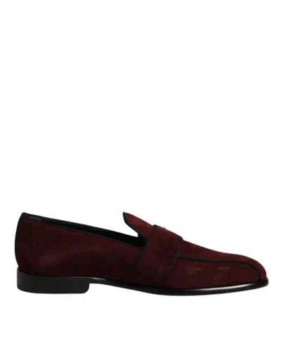 Pre-owned Dolce & Gabbana Bordeaux Suede Loafers Formal Men Dress Men's Shoes ()