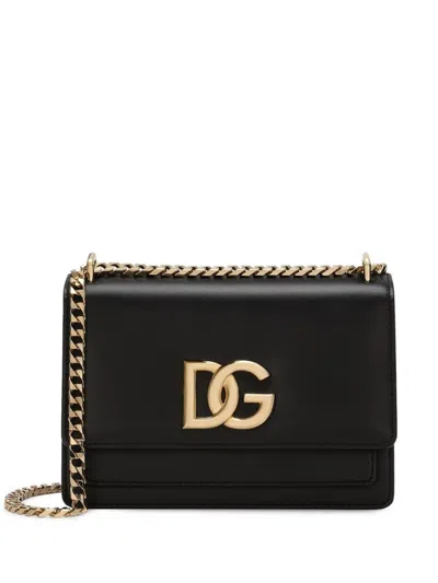 Dolce & Gabbana Logo-plaque Leather Crossbody Bag In Black