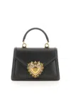 Dolce & Gabbana Small Devotion Molurus Python Skin Top Handle Bag In Black