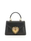 Dolce & Gabbana Small Devotion Molurus Python Skin Top Handle Bag In Black