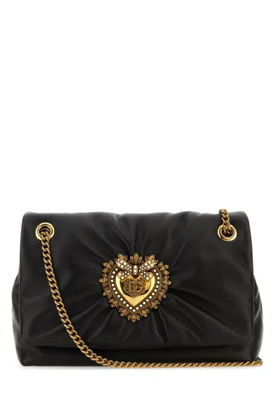 Dolce & Gabbana Logo-plaque Padded Leather Bag In Nero