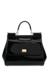Dolce & Gabbana Small Sicily Patent Leather Top Handle Bag In Black