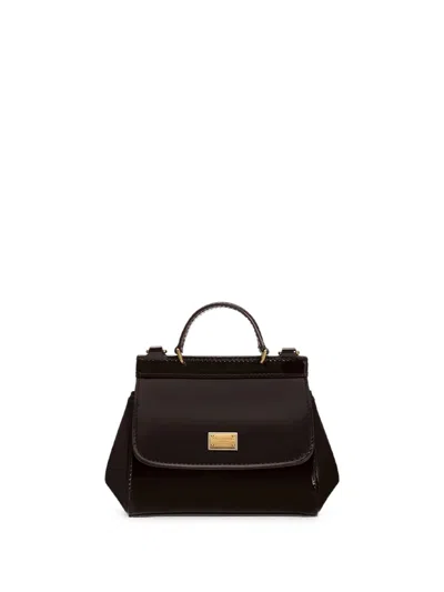 Dolce & Gabbana Kids' Borsa Sicily Mini In Pelle Lucida In Marrone