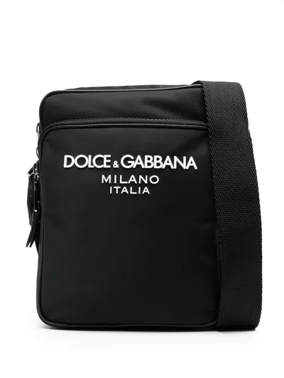 Dolce & Gabbana Messenger Bag With Logo In Burgundy