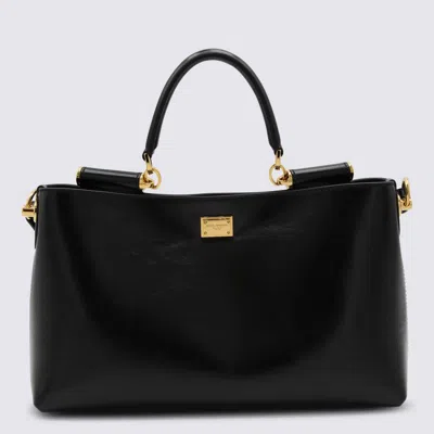 Dolce & Gabbana Black Leather My Sicily Shoulder Bag In Red