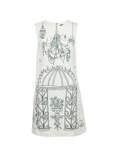 Pre-owned Dolce & Gabbana Botanical Garden-print Midi Dress In White