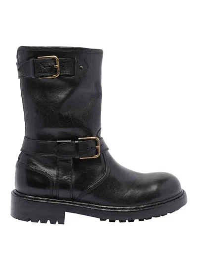 DOLCE & GABBANA DOLCE&AMPGABBANA BLACK LEATHER BOOTS