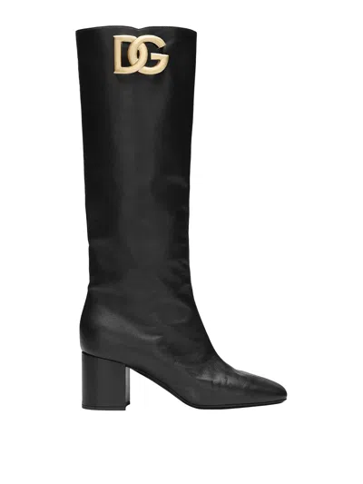 Dolce & Gabbana Leather Boots In Black