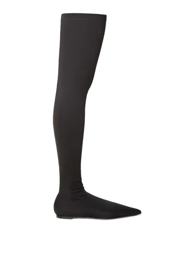 Dolce & Gabbana Jersey Stretch Cuissard Boots In Black