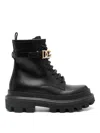 Dolce & Gabbana Leather Dg Lace-up Ranger Booties In Black