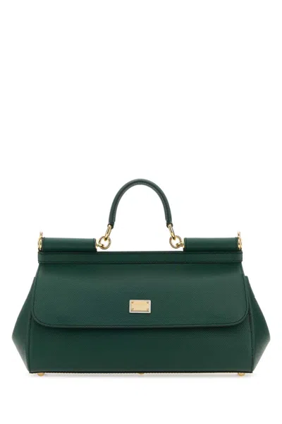 Dolce & Gabbana Bottle Green Leather Medium Sicily Handbag In 87399