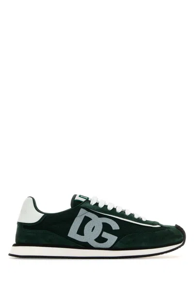 Dolce & Gabbana Green Panelled Leather Sneakers In Multi