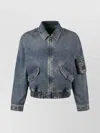 Dolce & Gabbana Bottom Elasticated Denim Jacket In Blue