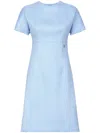 Dolce & Gabbana Raschel Tweed Midi Dress With Dg Logo In Blue