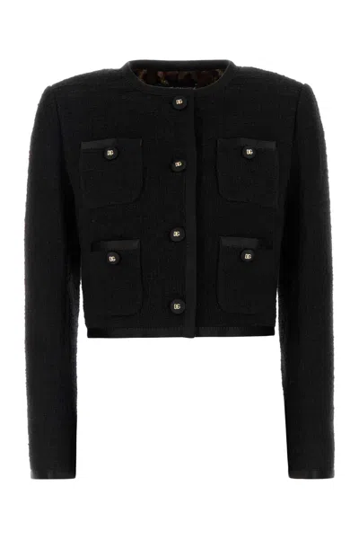Dolce & Gabbana Boucle Loop Blazer In Black