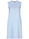 Dolce & Gabbana Light Blue Sleeveless Raschel Tweed Dress With Dg Logo In Blue