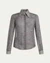 Dolce & Gabbana Boucle-print Silk Chiffon Button-down Shirt In Gray