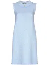 Dolce & Gabbana Light Blue Sleeveless Raschel Tweed Dress With Dg Logo In Blue