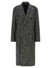 Dolce & Gabbana Double-breasted Wool Houndstooth Coat In Black