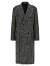 Dolce & Gabbana Double-breasted Long Coat Side Pockets In Gray