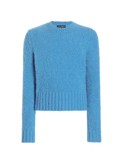 Dolce & Gabbana Men's High Pile Crewneck Sweater In Blue