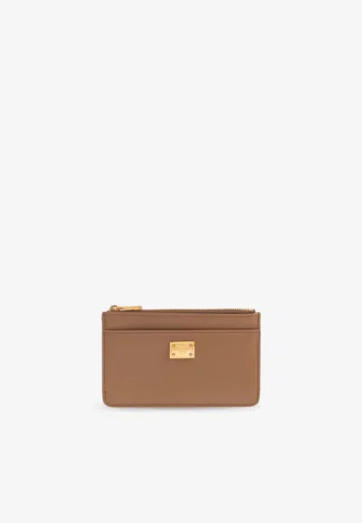 Dolce & Gabbana Boulanger Calfskin Cardholder In Brown