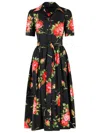 Dolce & Gabbana Belted Gathered Floral-print Cotton-poplin Midi Dress In Black