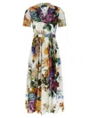 Dolce & Gabbana Pleated Floral-print Cotton-poplin Midi Dress In Multi