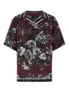 Dolce & Gabbana Bouquet Fiori Short Sleeve Notched Collar Shirt In Burgundy