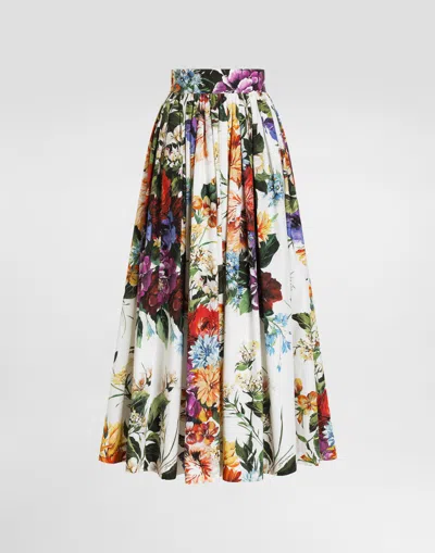 DOLCE & GABBANA BOUQUET FLOWER-PRINT WIDE SKIRT