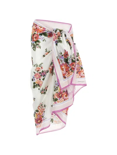 Dolce & Gabbana Women Cotton Beach Wrap With Floral Print In Multi