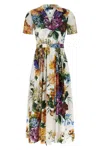 Dolce & Gabbana Pleated Floral-print Cotton-poplin Midi Dress In Multi