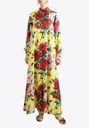 Dolce & Gabbana Bouquet Print Maxi Kaftan Dress In Multicolor