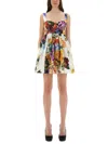 Dolce & Gabbana Flower Bouquet-print Poplin Dress In Multi