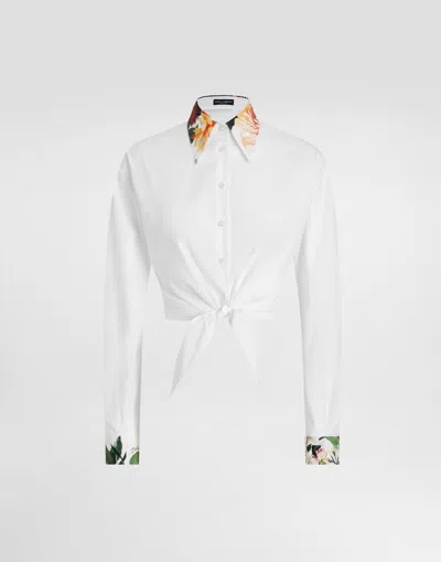 Dolce & Gabbana Bouquet-print Poplin Shirt In White