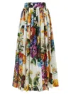 Dolce & Gabbana Floral Gathered Cotton Maxi Skirt In Multi