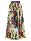 Dolce & Gabbana Floral Gathered Cotton Maxi Skirt In Multi