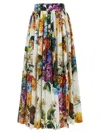 Dolce & Gabbana High-waisted Skirt With A Floral Bouquet Print In Multi