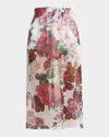 Dolce & Gabbana Multicolor Skirt With All-over Floral Motif In Silk Woman In Pattern