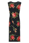 Dolce & Gabbana Women Black Dress With All-over Floral Print In Silk Woman In Black