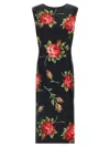 Dolce & Gabbana Women Black Dress With All-over Floral Print In Silk Woman In Black