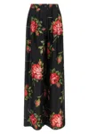 Dolce & Gabbana Women Wide-leg Pants With A Rose Bouquet Print In Black