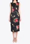 Dolce & Gabbana Women Black Dress With All-over Floral Print In Silk Woman In Black